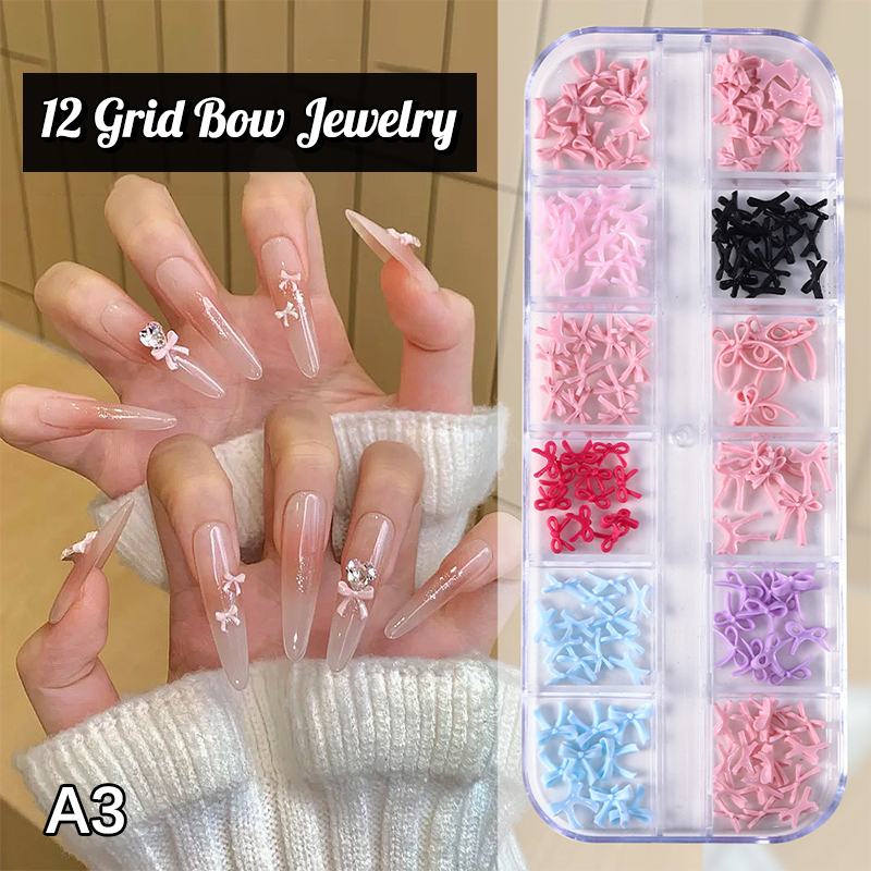 Resin Art And Decor - [12Grid] Multiple Color Bowknots Nail Art