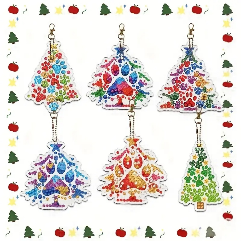 Resin Art Bookmark - 6pcs/Set DIY Christmas Tree Pattern Diamond