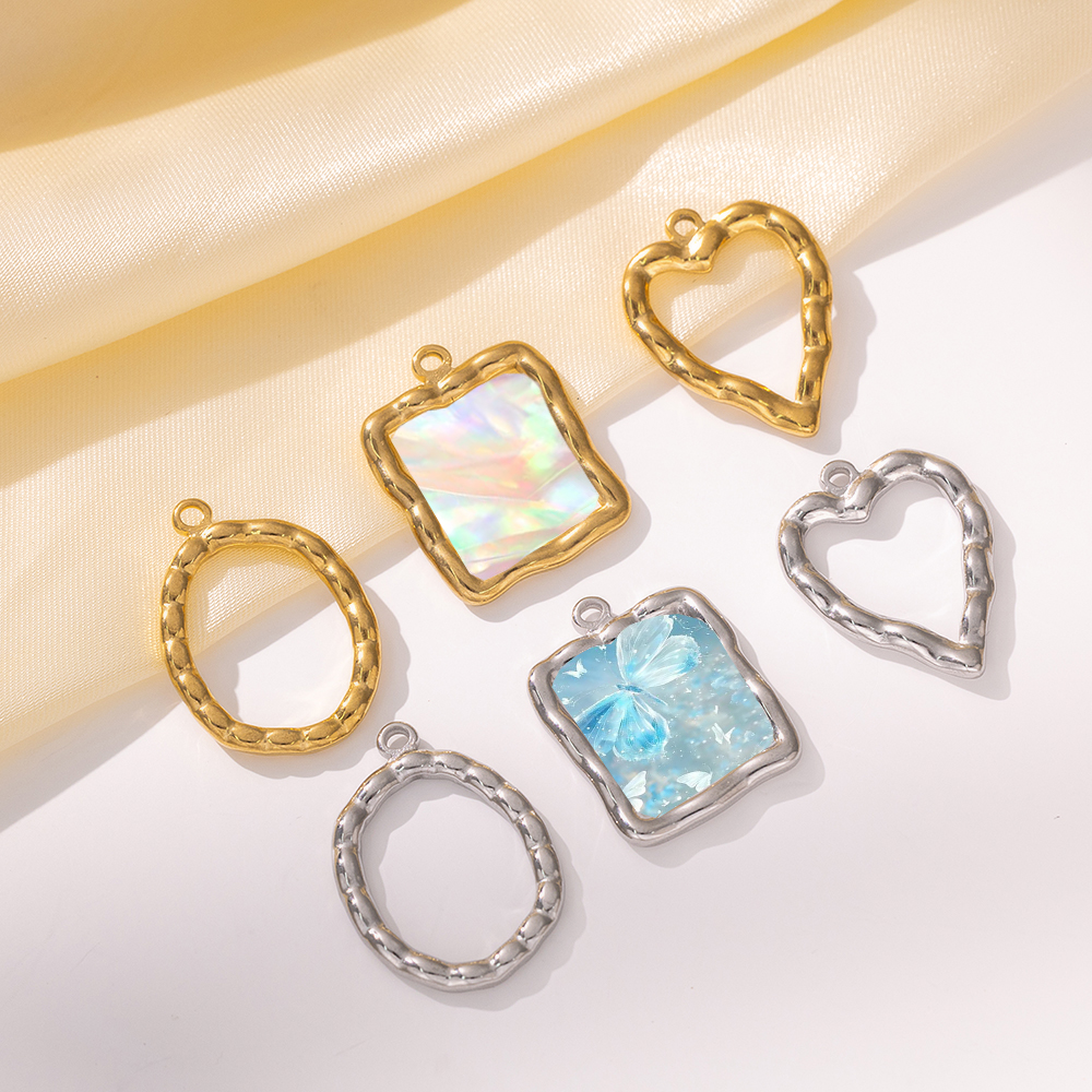Resin Art And Craft - 5pcs Stainless Steel Heart Round Open