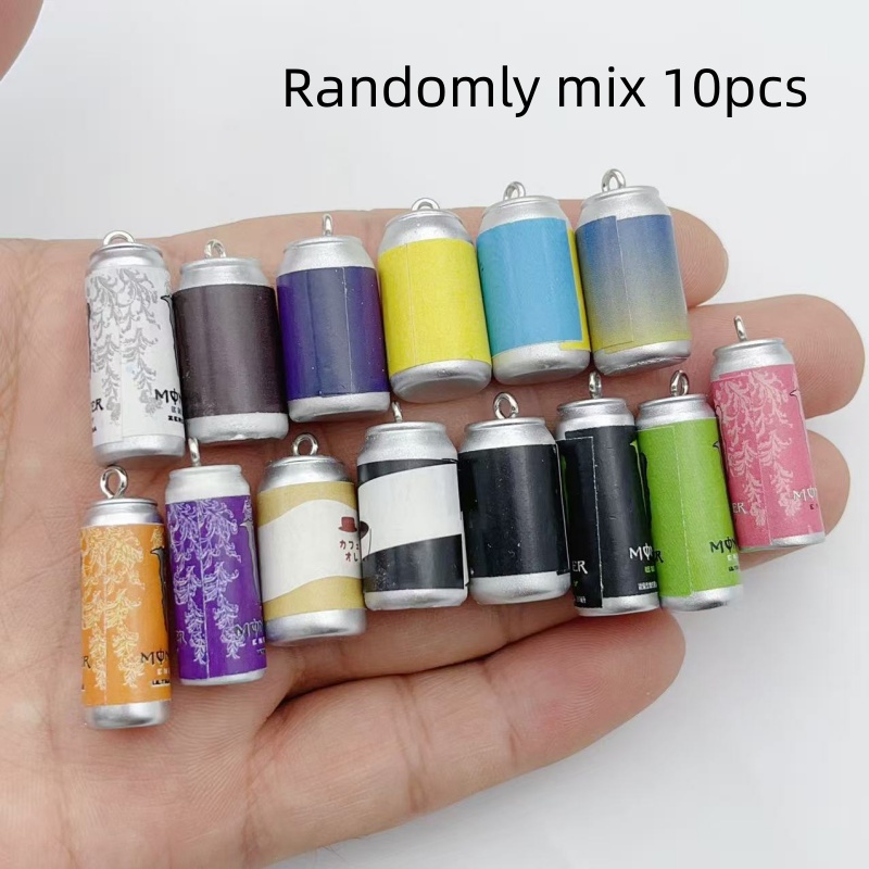 Resin Art Pendant - 10Pcs Mini Simulation Beverage Can Resin