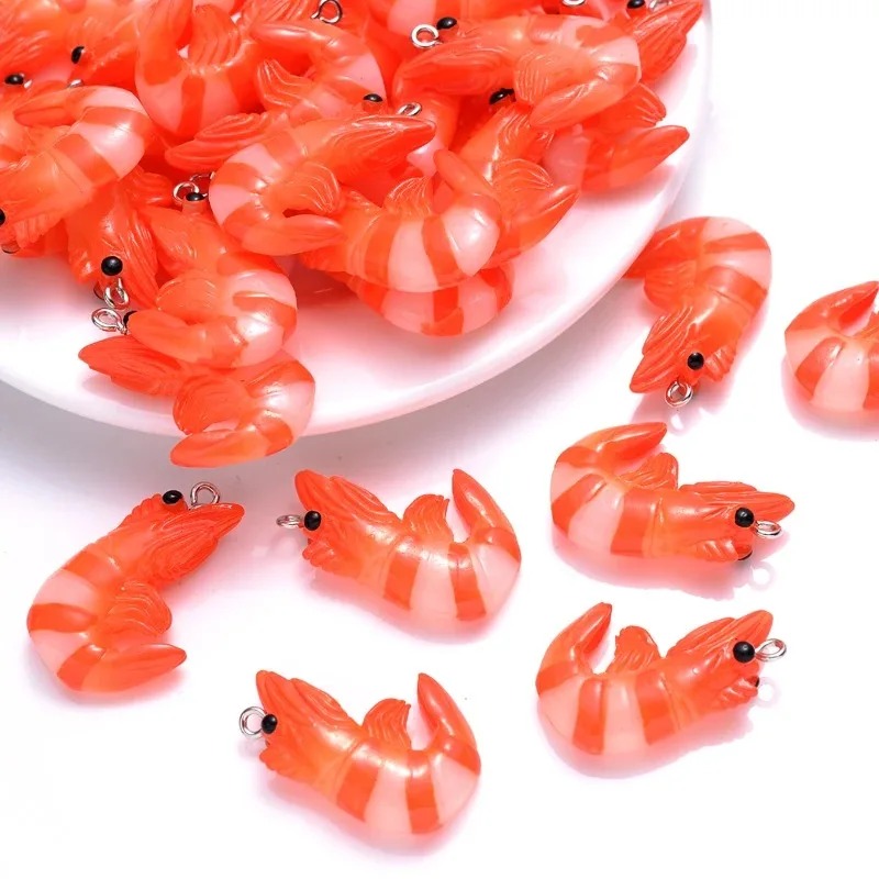 Resin Art Pendant - 10Pcs Acrylic Resin Cartoon Seafood Charms