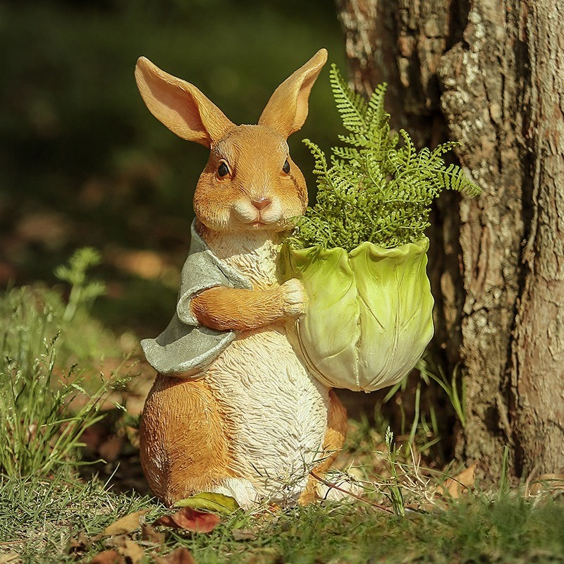 Resin Art And Craft - Outdoor Garden Statues Rabbit Family Resin