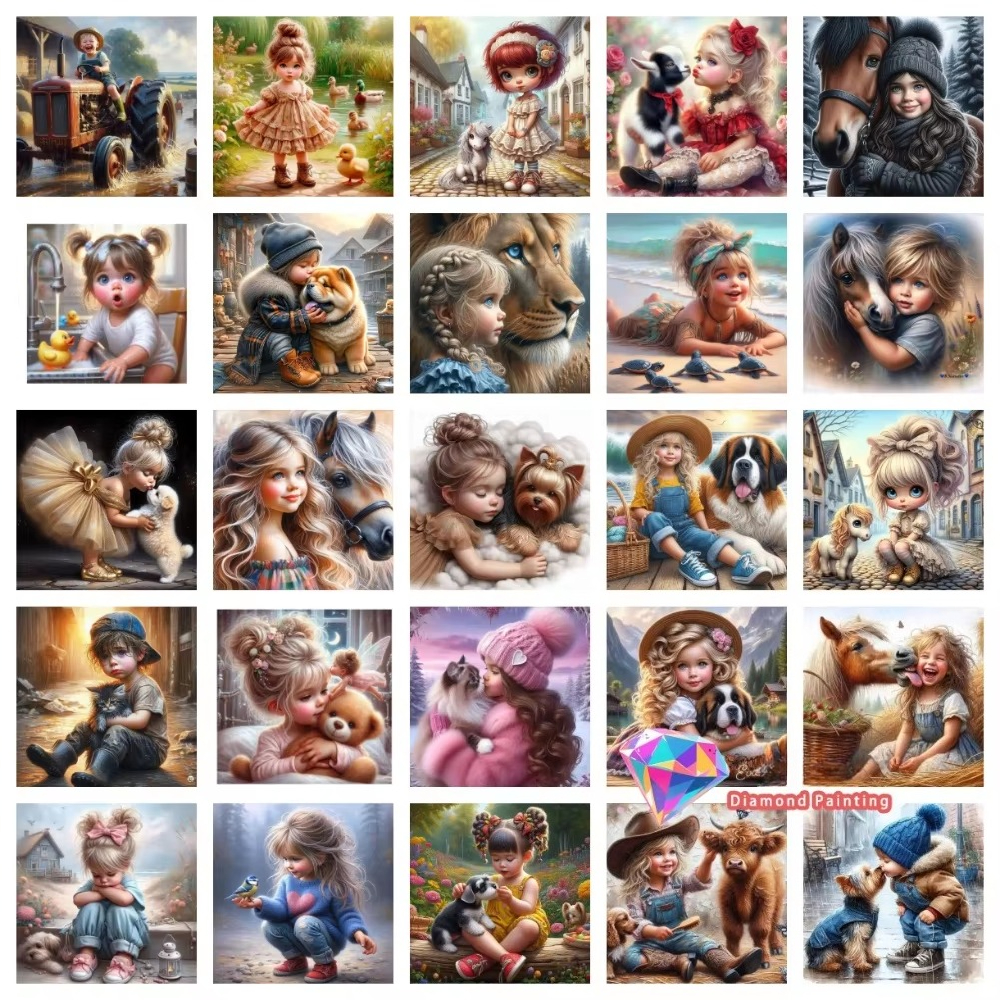 Resin Art Canvas - 1PC frameless Boys Girls Pet Friend