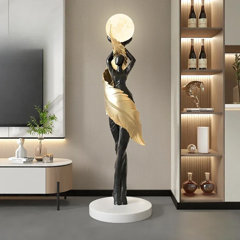 Resin Art In Floor - Portable Modern Abstract Feather Girl Art