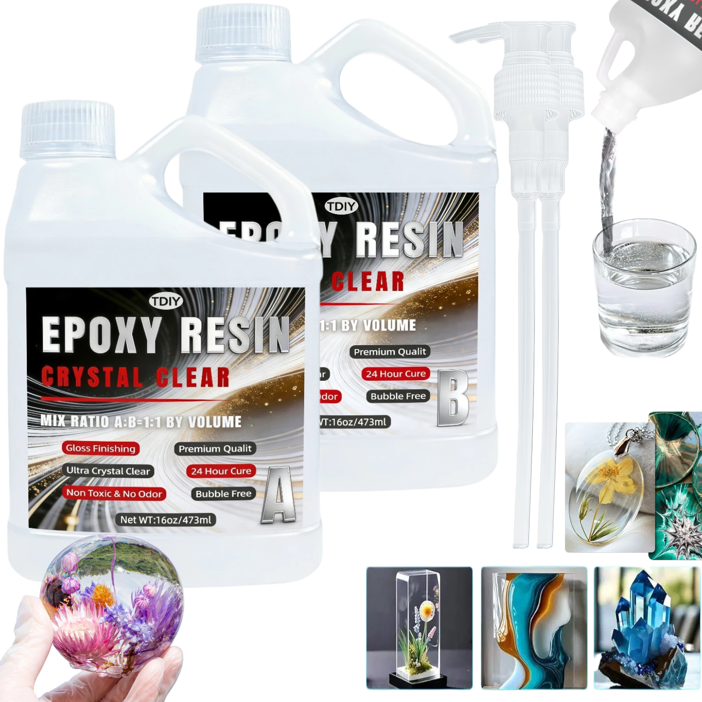 Resin Art And Jewelry - 1:1 Crystal Clear Epoxy Resin Kit