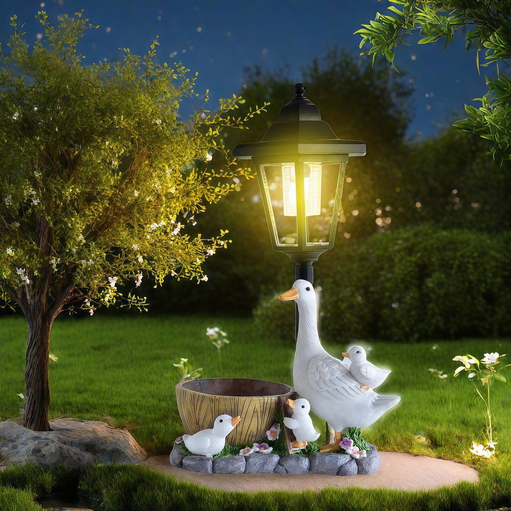 Resin Art And Craft - Solar Duck Night Light Garden Courtyard