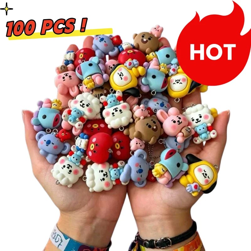 Resin Art Pendant - 7pcs BT21 Resin Cartoon Charm DIY