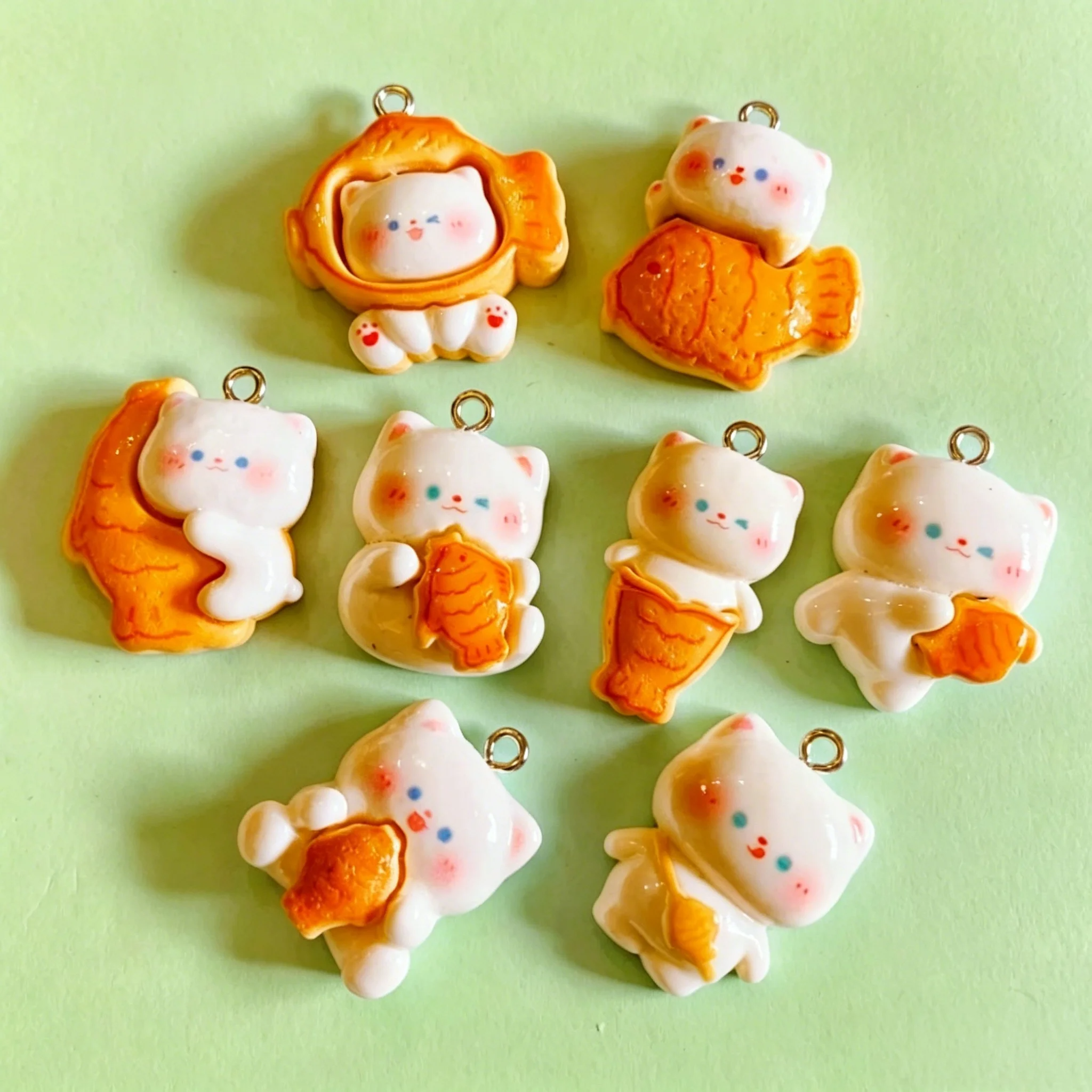 Resin Art And Craft - 10pcs/lot Cute 3D Taiyaki Cat Resin