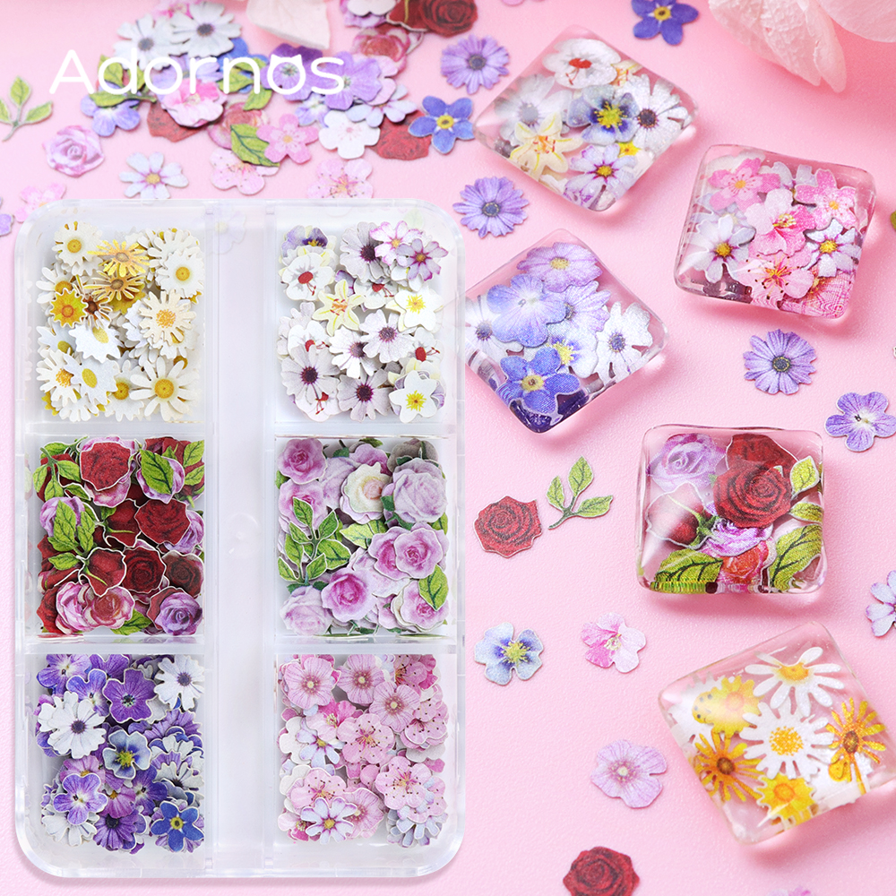 Resin Art And Jewelry - 6 Grids Flowers Wood Pulp Chips