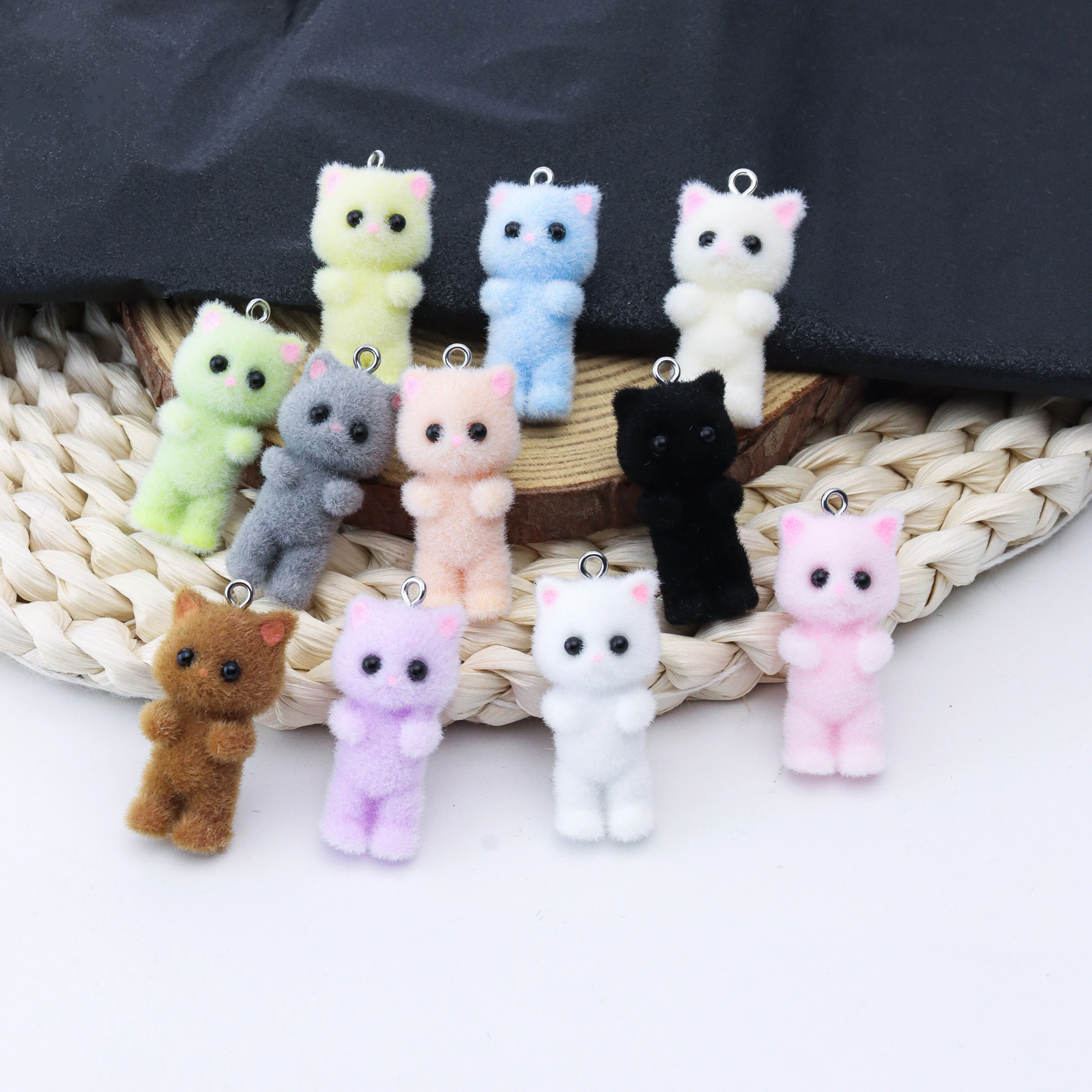 Resin Art And Craft - 33PCS Cat Pendant Kawaii 3D Fluffy