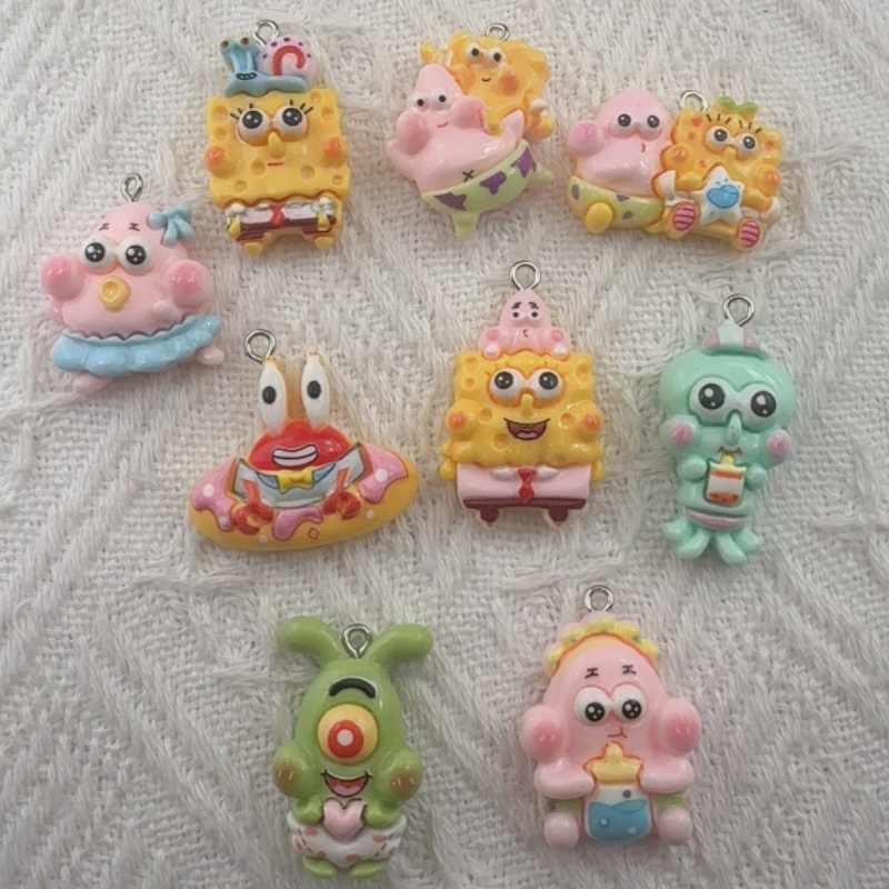 Resin Art Pendant - 10pcs cartoon resin pendant, DIY jewelry