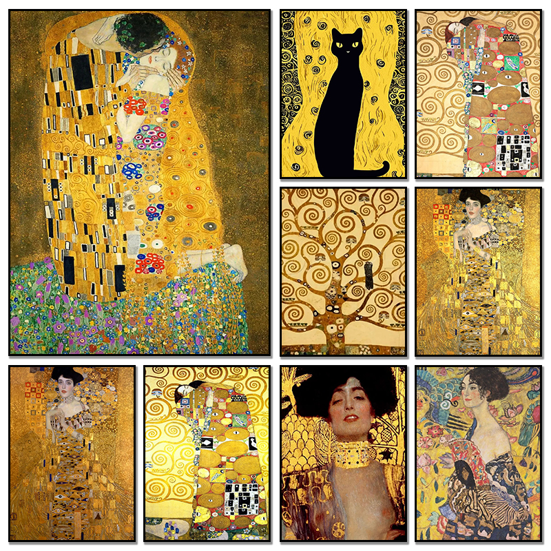 Resin Art Canvas - Classic Gustav Klimt Abstract Figure Artwork