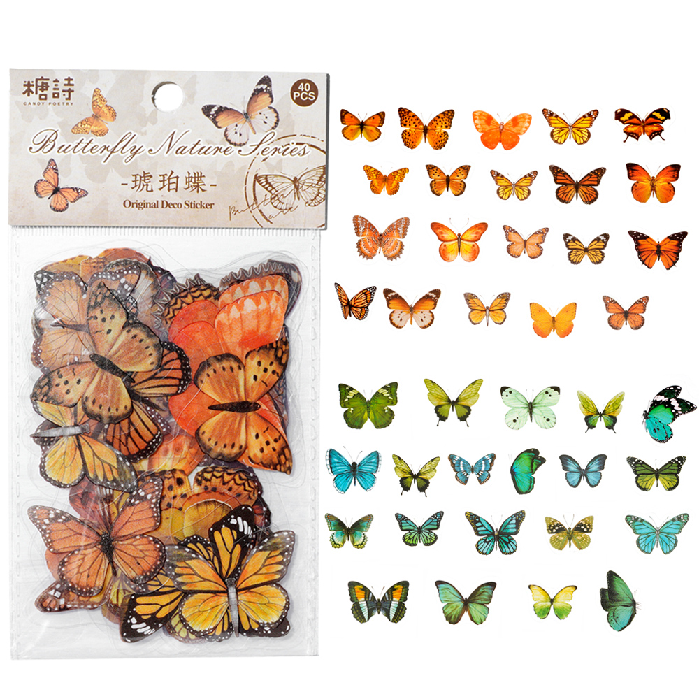Resin Art And Jewelry - 40pcs Colorful Butterfly Wings Stickers Epoxy