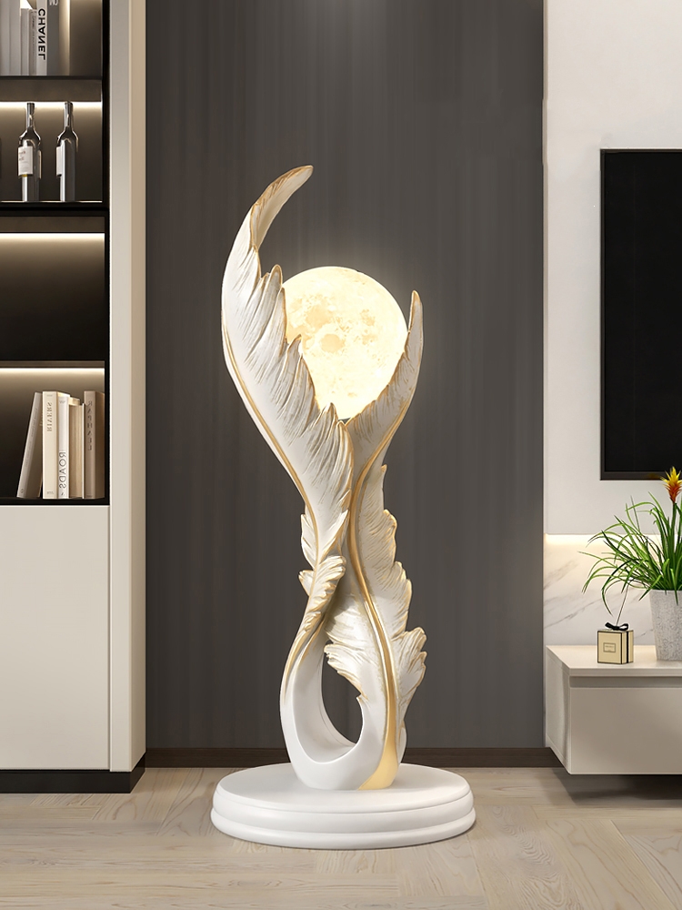 Resin Art In Floor - Home Decor Creative Luminous Feather Resin