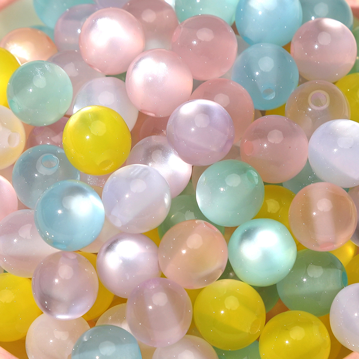 Resin Art Engagement - 30/60pcs 10mm Colorful Resin Cat Eye