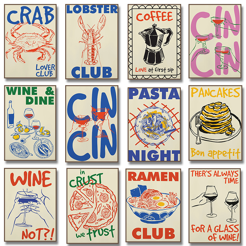 Resin Art Canvas - Trendy Coffee Cheers Print Posters Retro