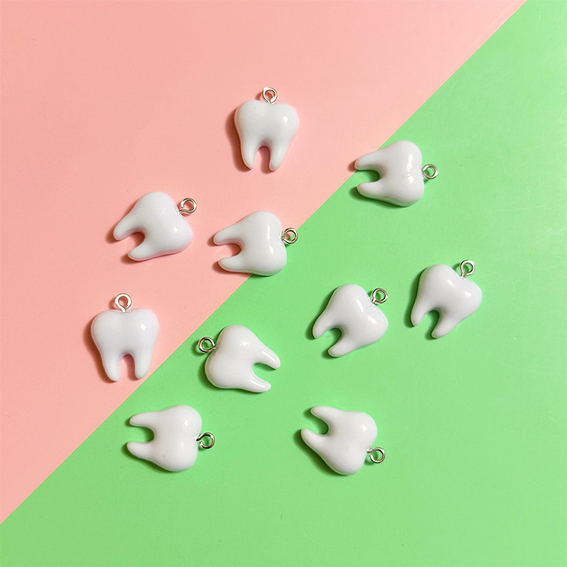 10pcs Cute White Teeth Resin P - đánh giá và giá Resin Art Pendant