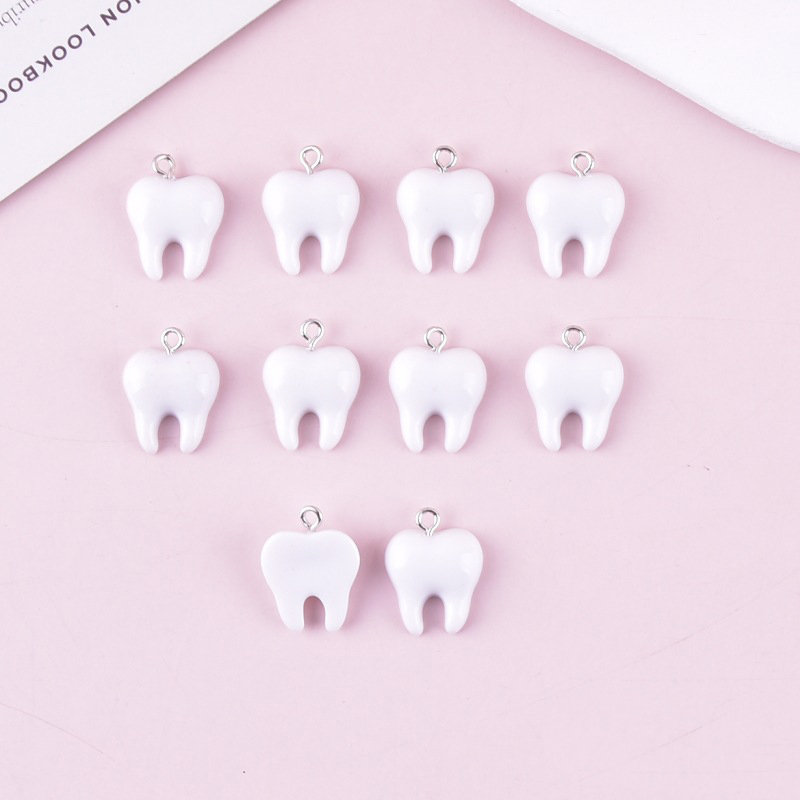 10pcs Cute White Teeth Resin P - đánh giá và giá Resin Art Pendant