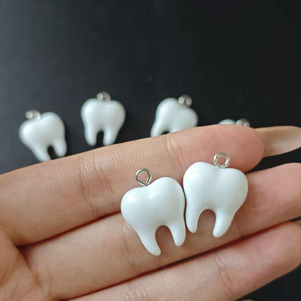 10pcs Cute White Teeth Resin P - đánh giá và giá Resin Art Pendant