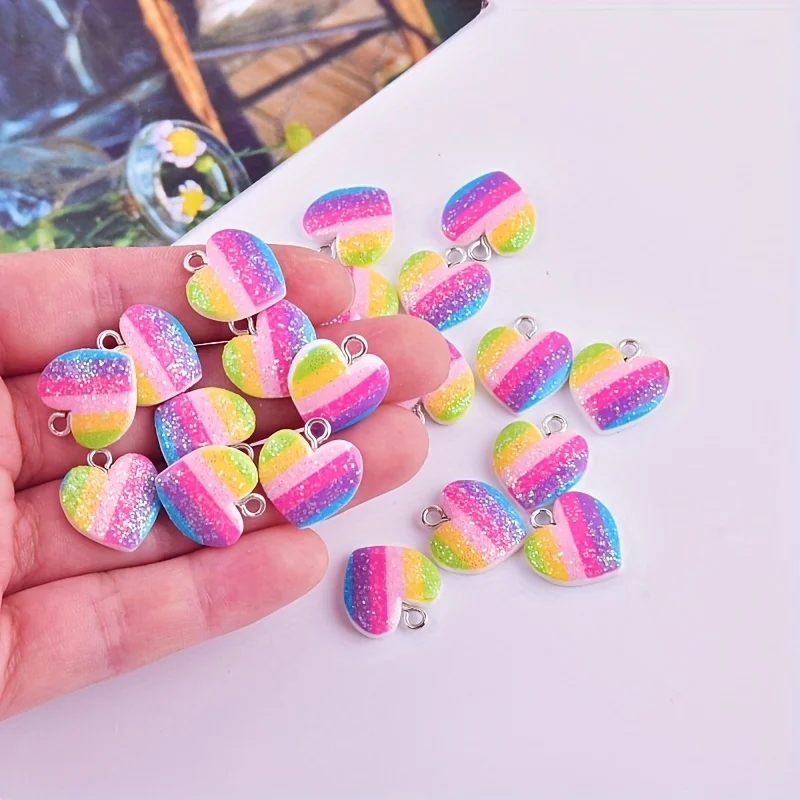 10Pcs Colorful Heart Resin Cha - đánh giá và giá Resin Art Pendant