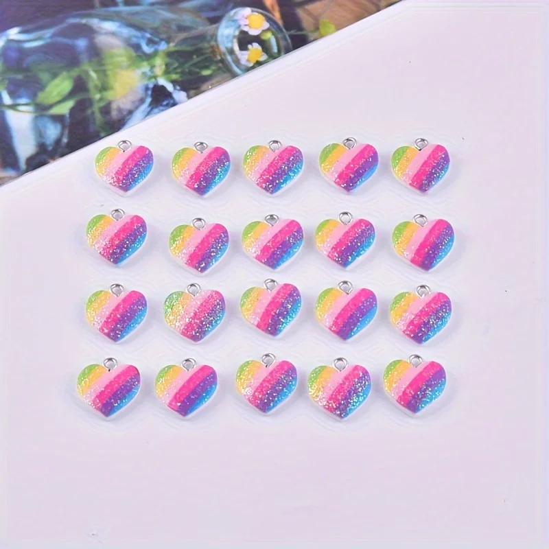 10Pcs Colorful Heart Resin Cha - đánh giá và giá Resin Art Pendant