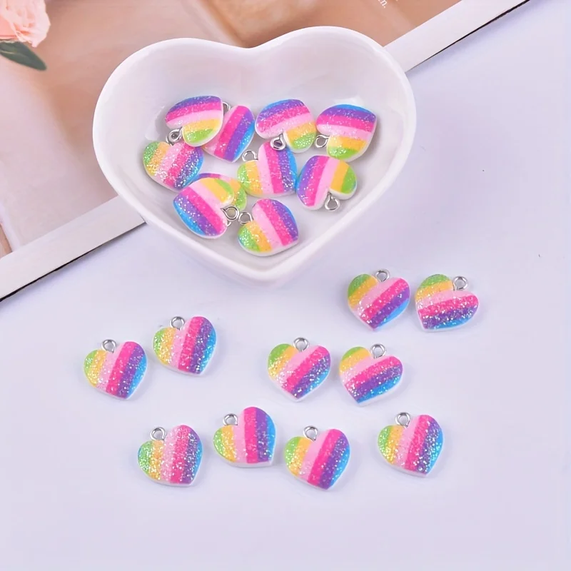 10Pcs Colorful Heart Resin Cha - đánh giá và giá Resin Art Pendant