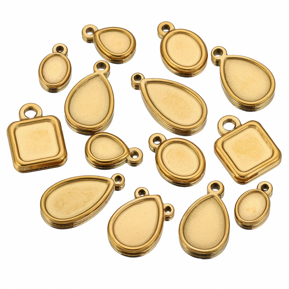 5pcs Stainless Steel Square Dr - đánh giá và giá Resin Art Pendant