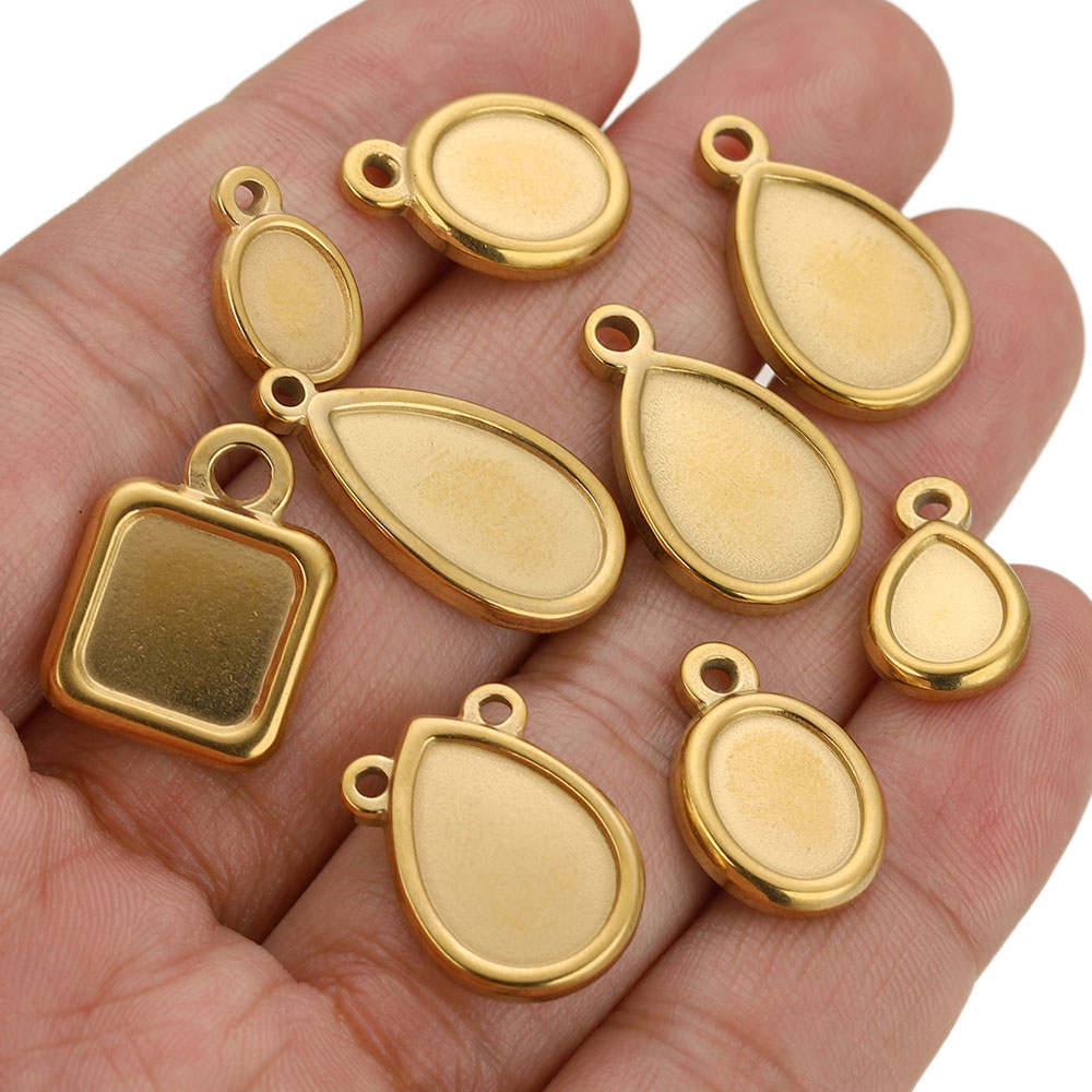 5pcs Stainless Steel Square Dr - đánh giá và giá Resin Art Pendant