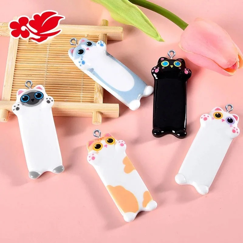 5pcs Lovely Cartoon Cat Resin  - đánh giá và giá Resin Art Pendant