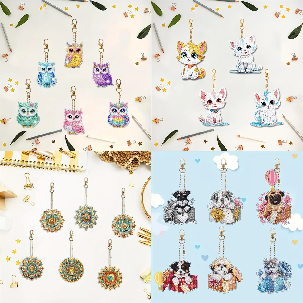 6-piece/set DIY Diamond Keycha - đánh giá và giá Resin Art Canvas