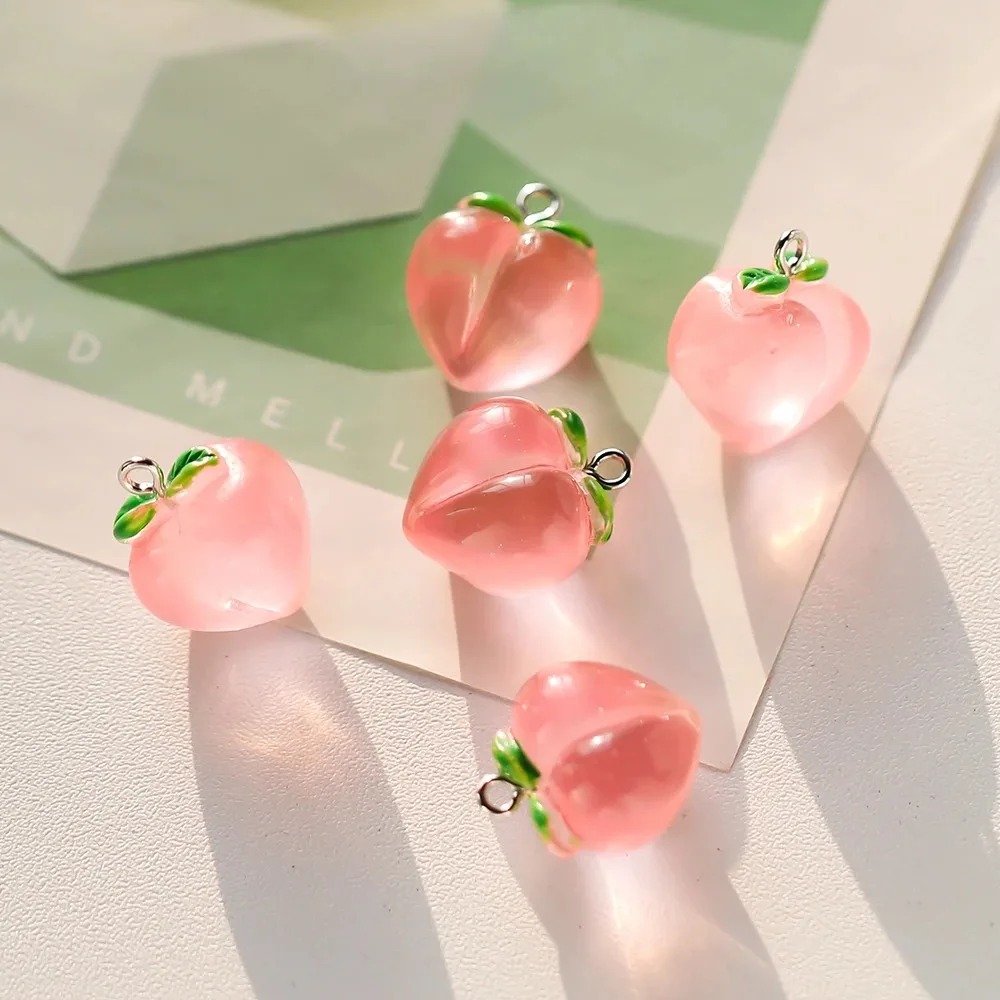 10Pcs Transparent Pink Peach R - đánh giá và giá Resin Art Pendant