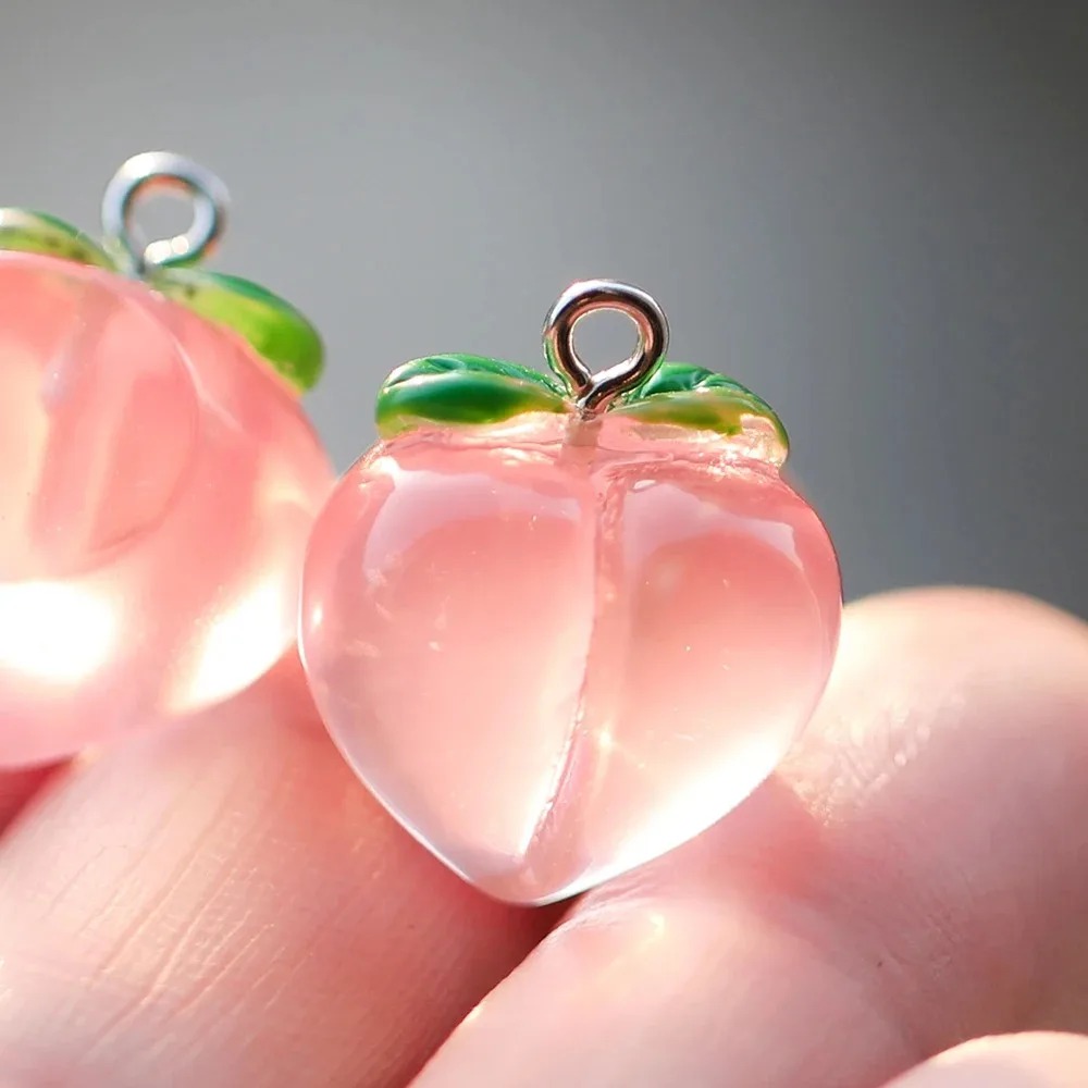 10Pcs Transparent Pink Peach R - đánh giá và giá Resin Art Pendant