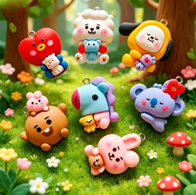 7pcs BT21 Resin Cartoon Charm  - đánh giá và giá Resin Art Pendant