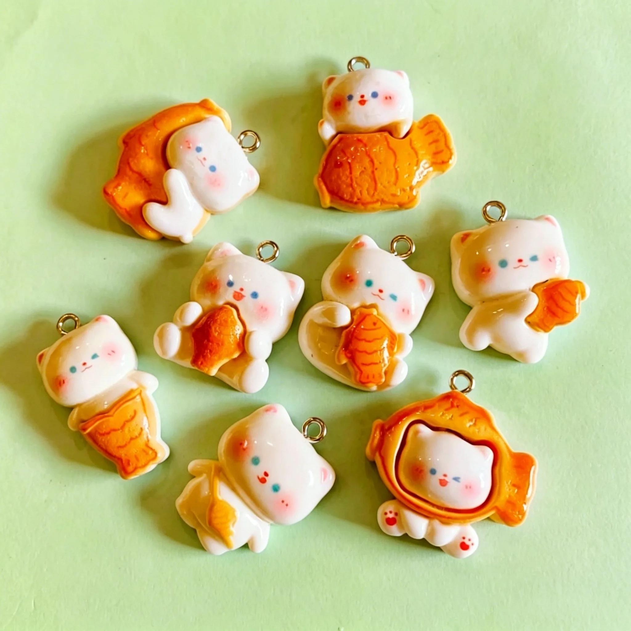 10pcs/lot Cute 3D Taiyaki Cat  - đánh giá và giá Resin Art And Craft