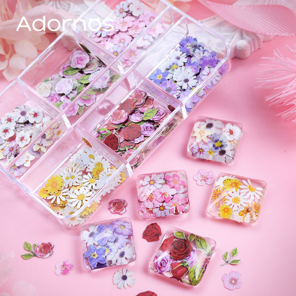 6 Grids Flowers Wood Pulp Chip - đánh giá và giá Resin Art And Jewelry