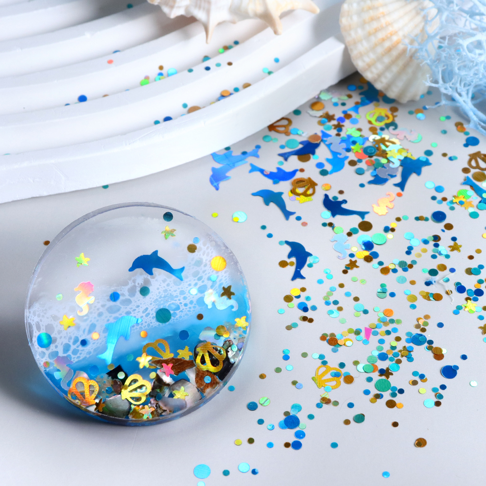 Dolphins Seahorses Glitter For - đánh giá và giá Resin Art A Keychain