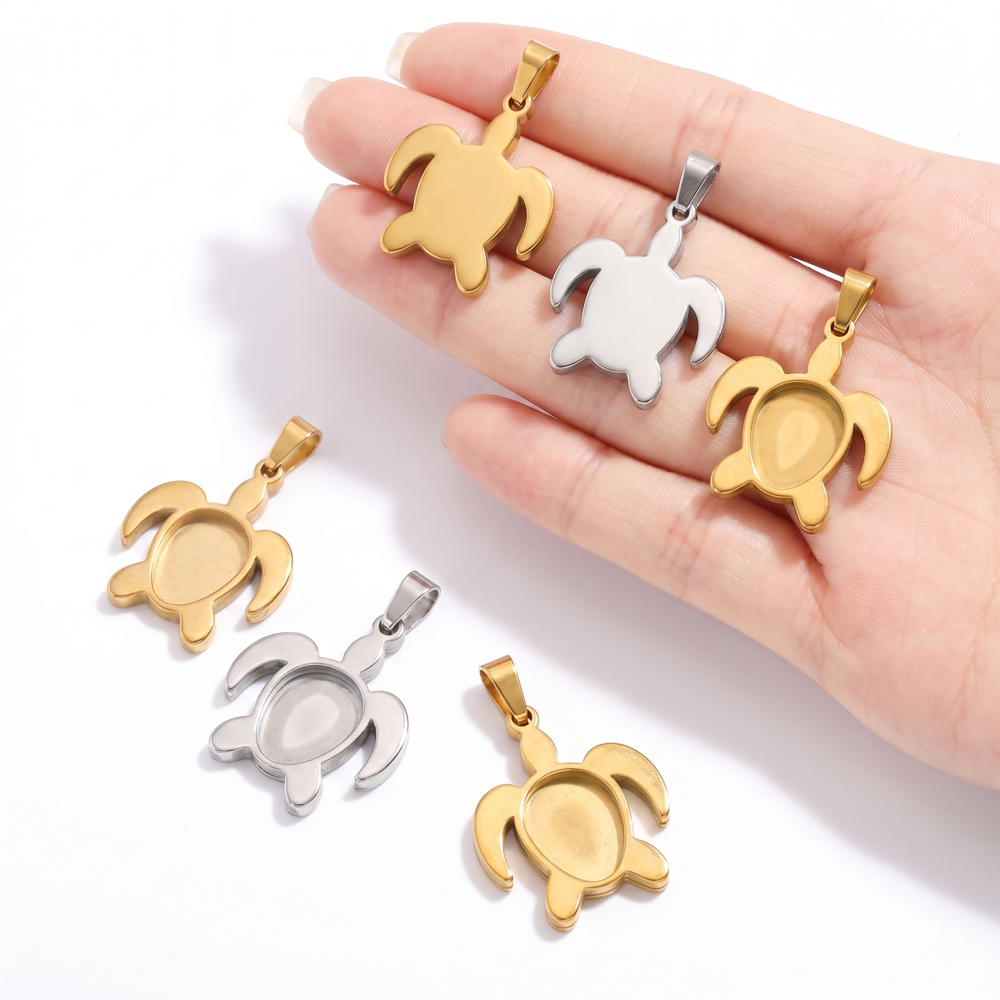 5pcs Stainless Steel Turtle Pe - đánh giá và giá Resin Art Pendant