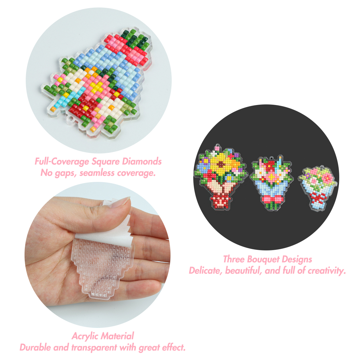 FOREVER YOUNG 3PCS Bouquet Acr - đánh giá và giá Resin Art A Keychain