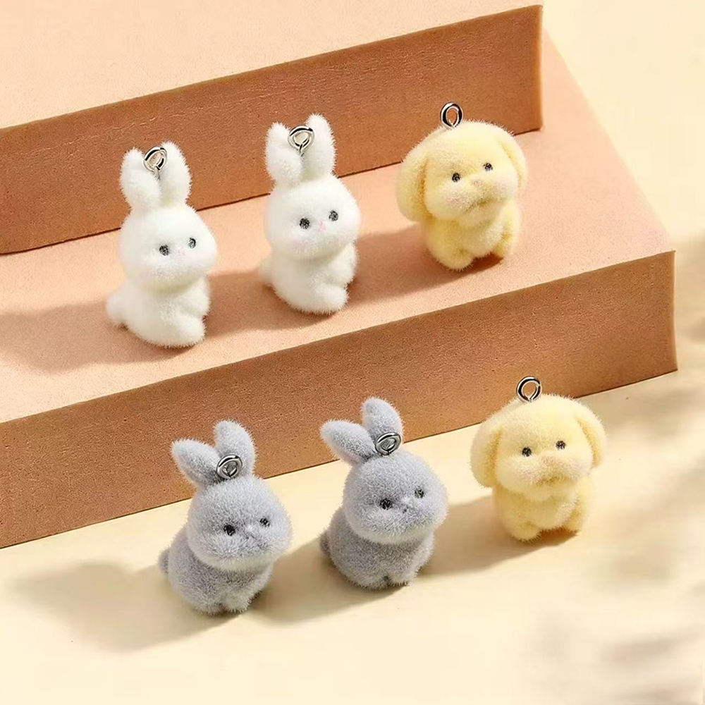10pcs Flocking Little Rabbit R - đánh giá và giá Resin Art Pendant