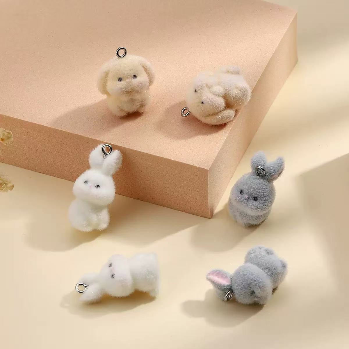 10pcs Flocking Little Rabbit R - đánh giá và giá Resin Art Pendant