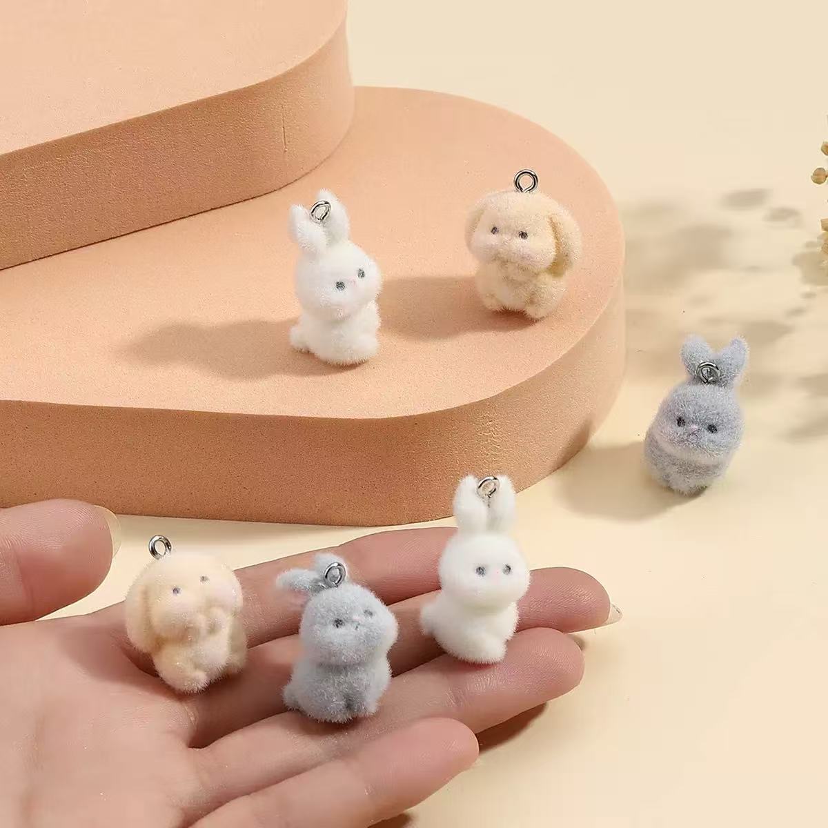 10pcs Flocking Little Rabbit R - đánh giá và giá Resin Art Pendant