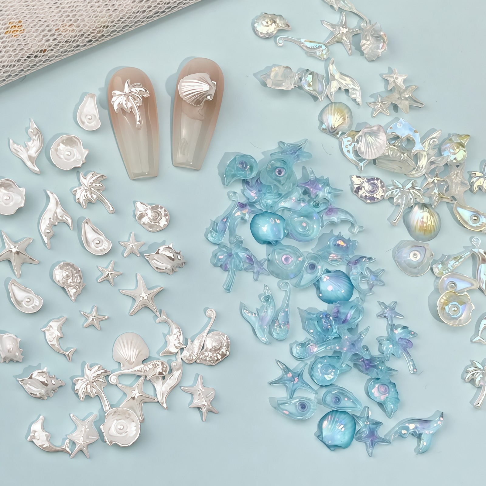 50PCS Dreamy Blue Sea Series R - đánh giá và giá Resin Art A Keychain