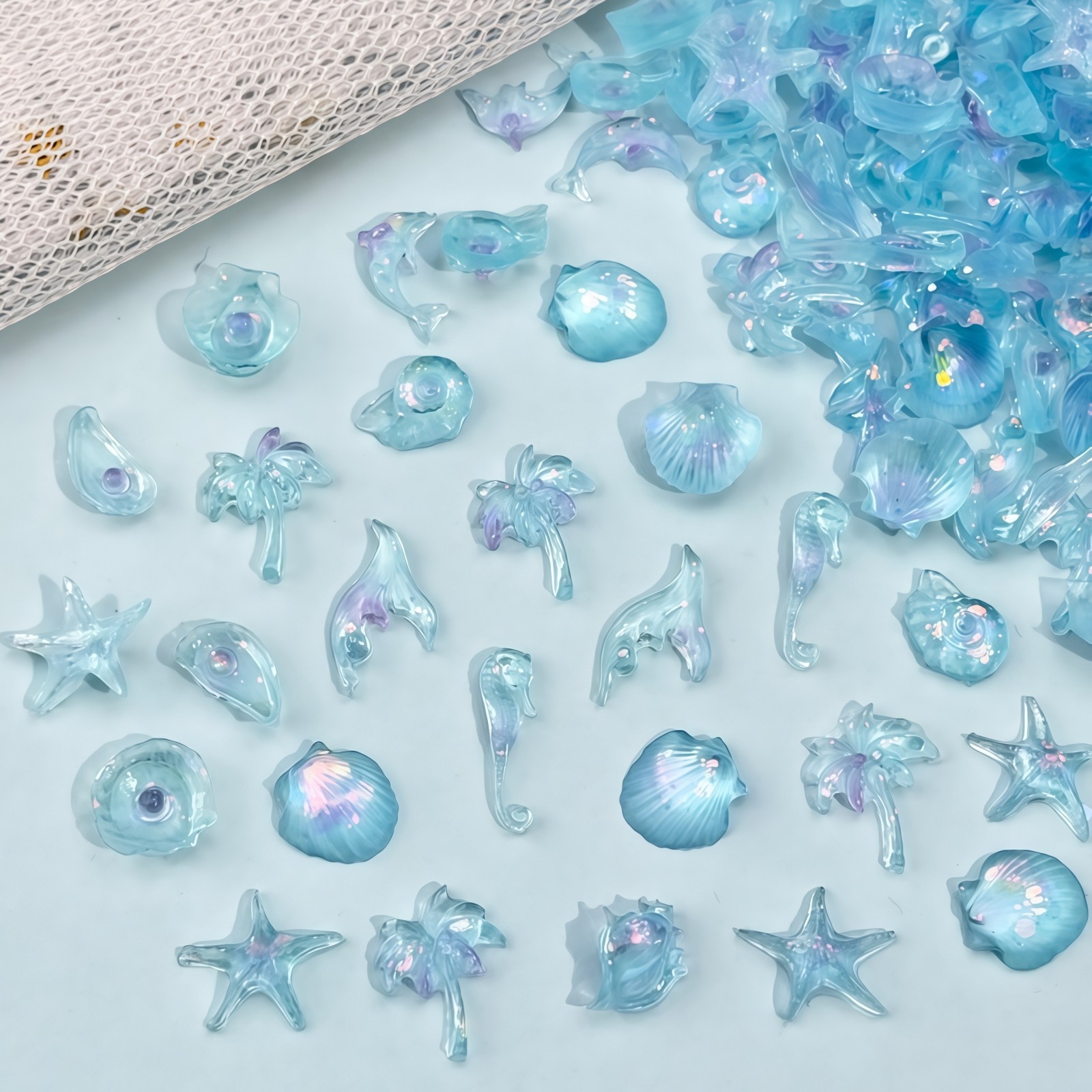 50PCS Dreamy Blue Sea Series R - đánh giá và giá Resin Art A Keychain