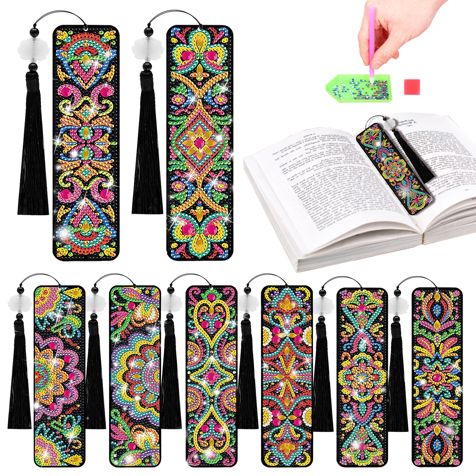 8 Pcs Diamond Art Bookmarks Ki - đánh giá và giá Resin Art Bookmark